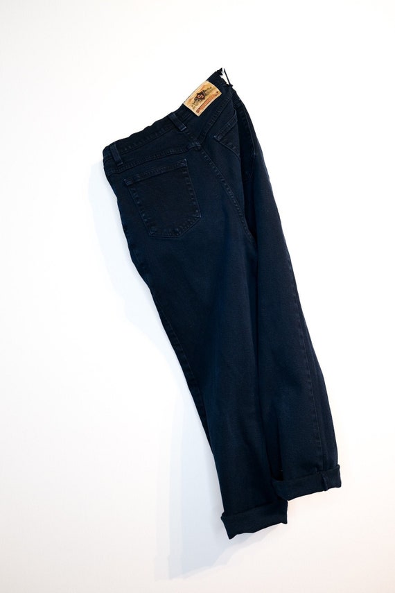 Super-high-waisted navy jeans - Very dark wash sup