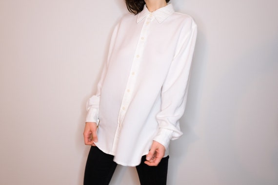 Classic White Ribbed Long Sleeve Shirt