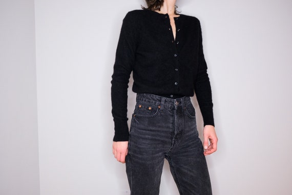 90's Black Basic Cashmere Cardigan