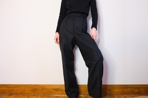 Charcoal High Waisted Wool Trousers - W30