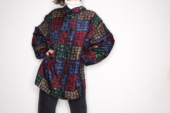 80's Patterned Pure Silk Shirt