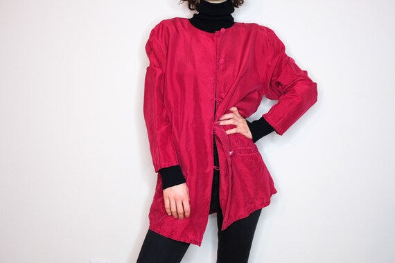 Cranberry Red Pure Silk Buttoned Vest