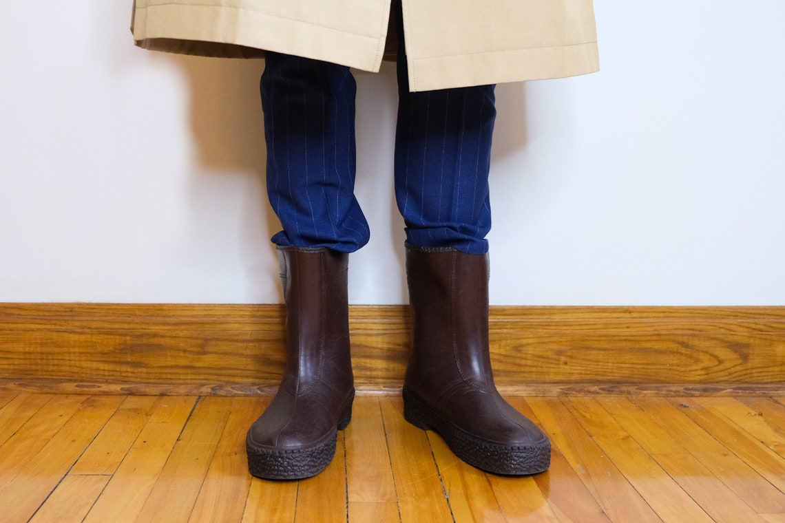 Canadian Made Vintage Brown Rubber Boots Etsy