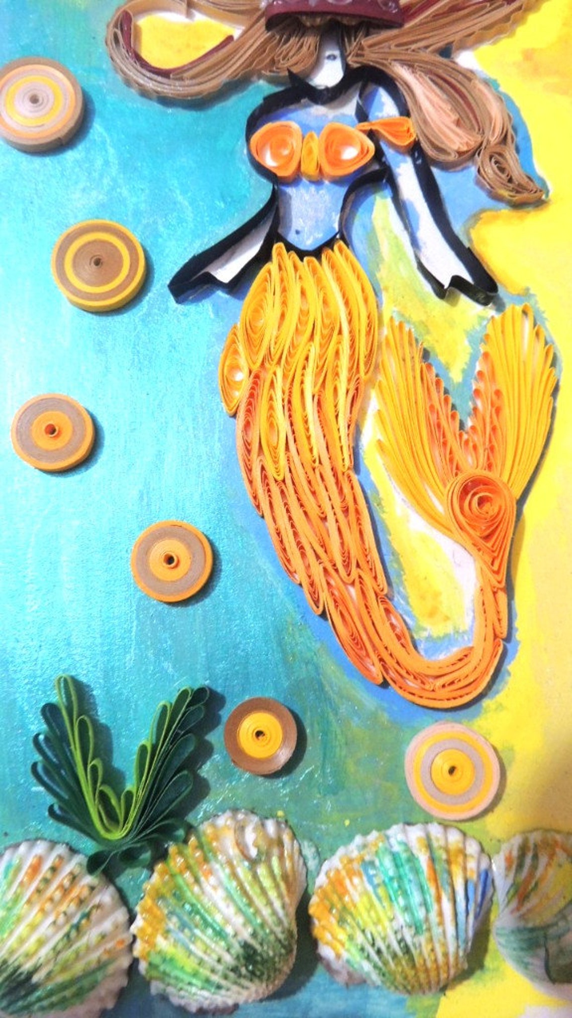 Quilling mermaid wall hanging underwater world unique Etsy
