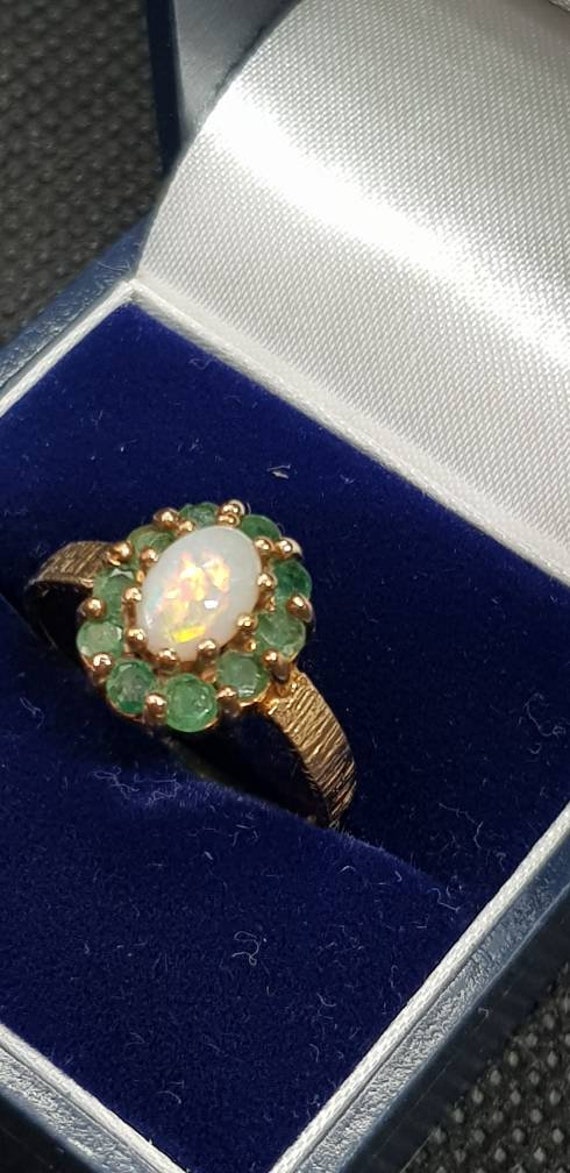 Solid Opal and emerald ring classical style gorge… - image 4
