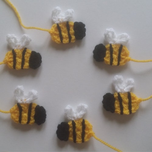 6 Handmade Crochet Bee Applique Etsy