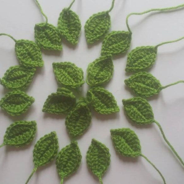 20 handmade crochet small leaf applique/ embellishment