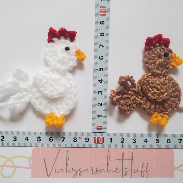 1 handmade crochet chicken/hen applique