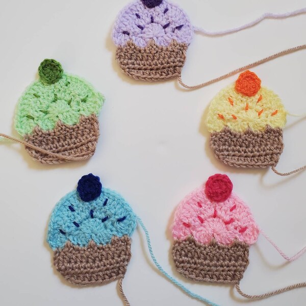 1 handmade crochet cupcake applique