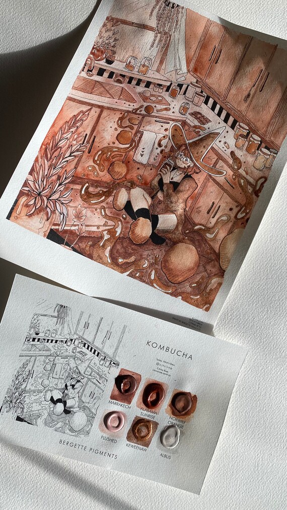 Kombucha Six Color Watercolor Coloring Page 8 5x11 Etsy Australia