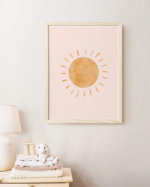 Baby Girl Mid Century Minimal Wall Art Abstract Wall Poster Boho Sun Nursery Digital Art Print Instant Download