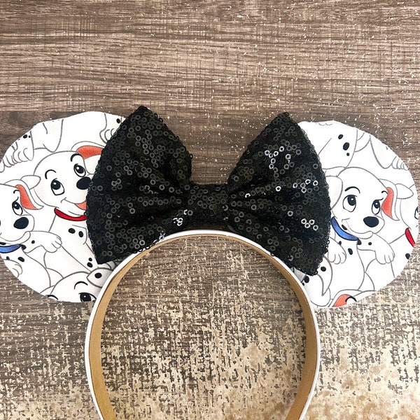 101 Dalmation mouse ears headband Minnie Mickey bow