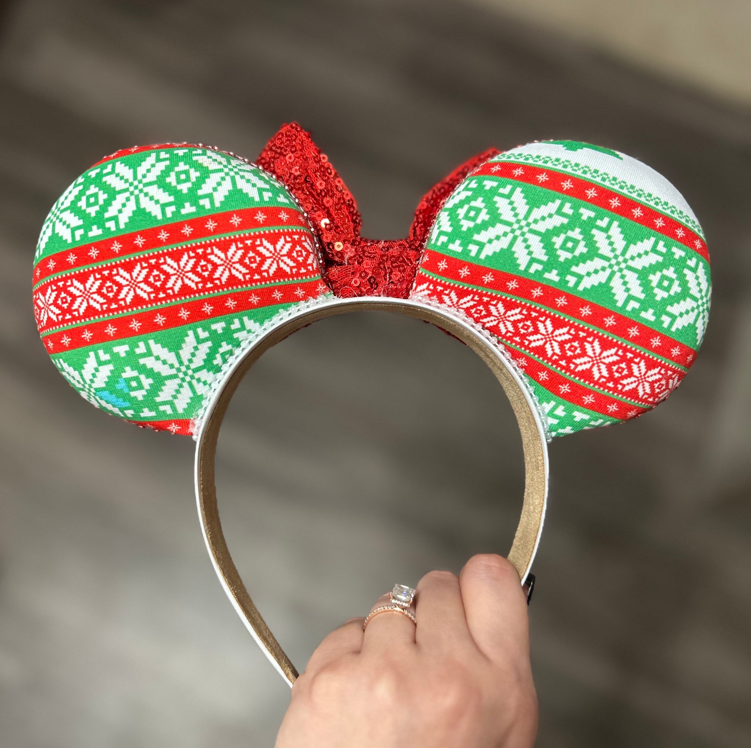 Christmas Sweater Inspired Mouse Ears Minnie Mickey Mouse 