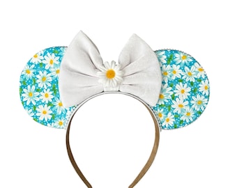 Oreilles de souris inspirées de la marguerite printanière Bandeau Minnie Mickey avec noeud floral