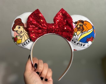 Belle bête inspiré souris oreilles bandeau tatouage personnage tissu arc
