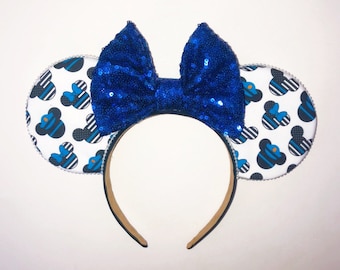 Thin Blue Line inspired Ears police mickey Minnie Mouse ears headband law enforcement bow