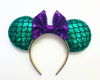 inspired mermaid scale mouse ears headband princess bow