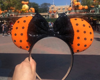 Halloween polka dots Minnie Mouse ears inspired