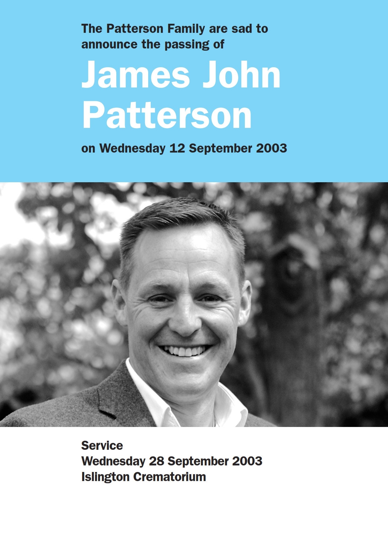 Self Edit Funeral Announcement Card Funeral Program Template Etsy UK