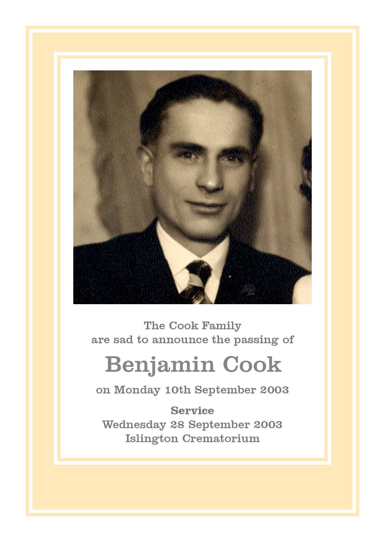 Self Edit Funeral Announcement Card Funeral Program Template Etsy UK