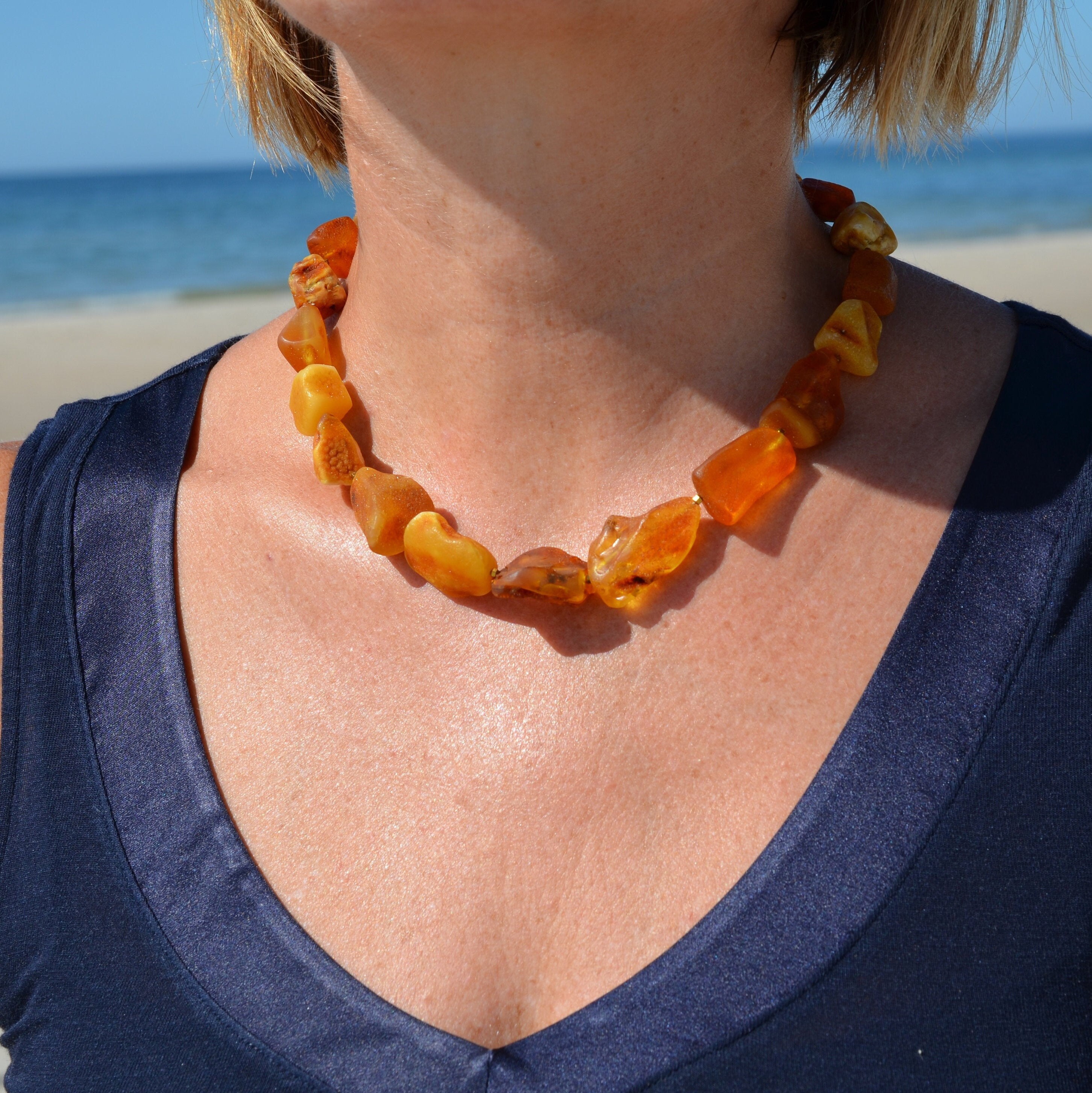 raw unpolished amber necklace for adults