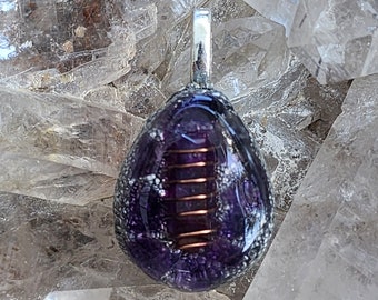 Amethyst Pendant, Orgone Energy Cleansing, Eco-Friendly Energy Healing Gift, Spiritual Jewelry, Crown Chakra