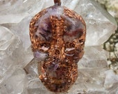 Super 7 Crystal Skull Orgone Pendant Skull Keychain, Dia de los Muertos, Samhain Jewelry, Halloween Costume, Sugar Skull, Day of the Dead