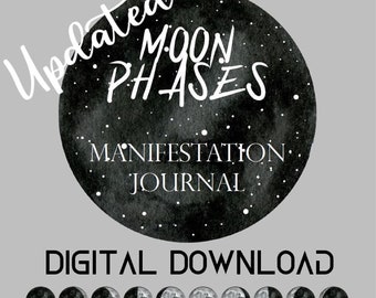 Journal imprimable manifestation de la lune, journal numérique Android avec invites, journal manifeste, début de la nouvelle lune, loi de l'attraction, secret