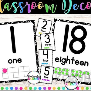 Number Posters Composition Notebook Style Printable Classroom Decor