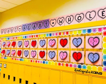 Valentine's Day Bulletin Board and Valentine's Day Math Center - Number Decomposition Number Bonds | Kindergarten, 1st