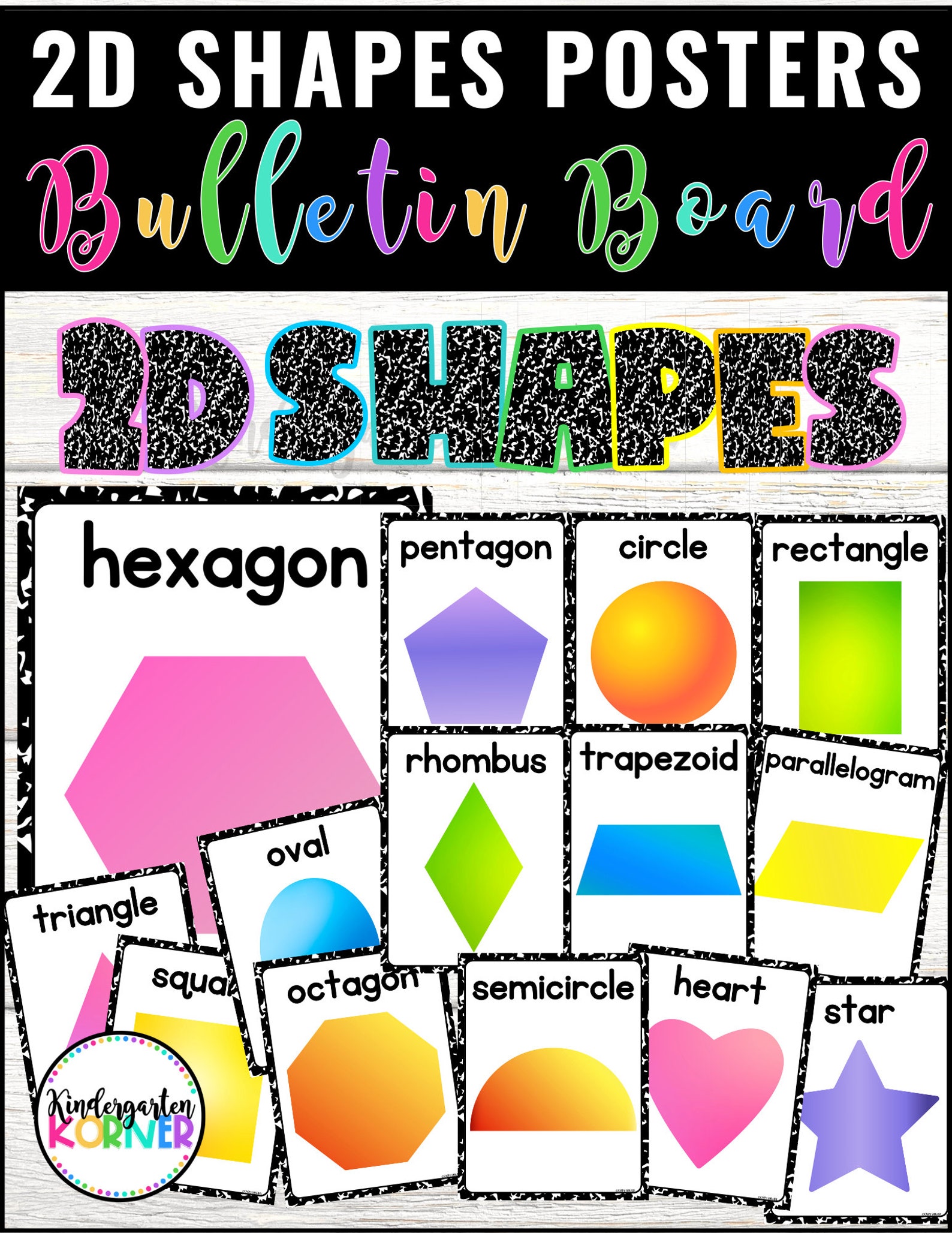 2D Shapes Posters Composition Notebook Theme Classroom Decor Math ...