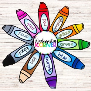 Crayon Color Word Wall Bulletin Board | Crayons Color Words Classroom Décor Set | Pre-K, Kindergarten, First Grade | Color Words