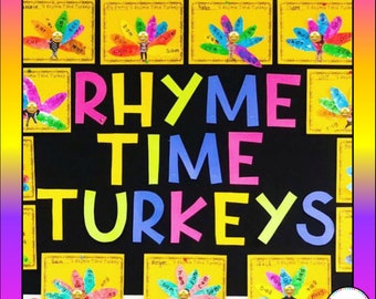 Thanksgiving Bulletin Board | Rhyme Time Turkeys Phonics Encoding, Rhyming, & Writing Activity | Bulletin Board Letters