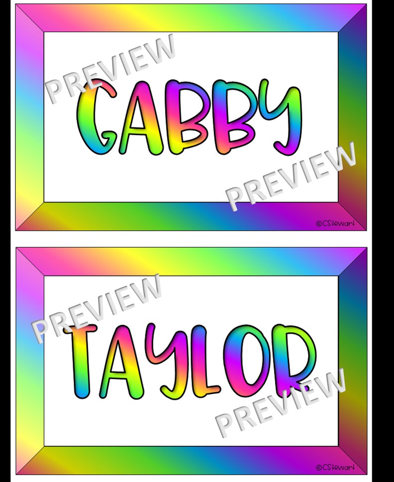 EDITABLE Rainbow Locker Tags, Name Tags, Labels Rainbow Classroom Décor Neon Rainbow Classroom Theme White Background image 3