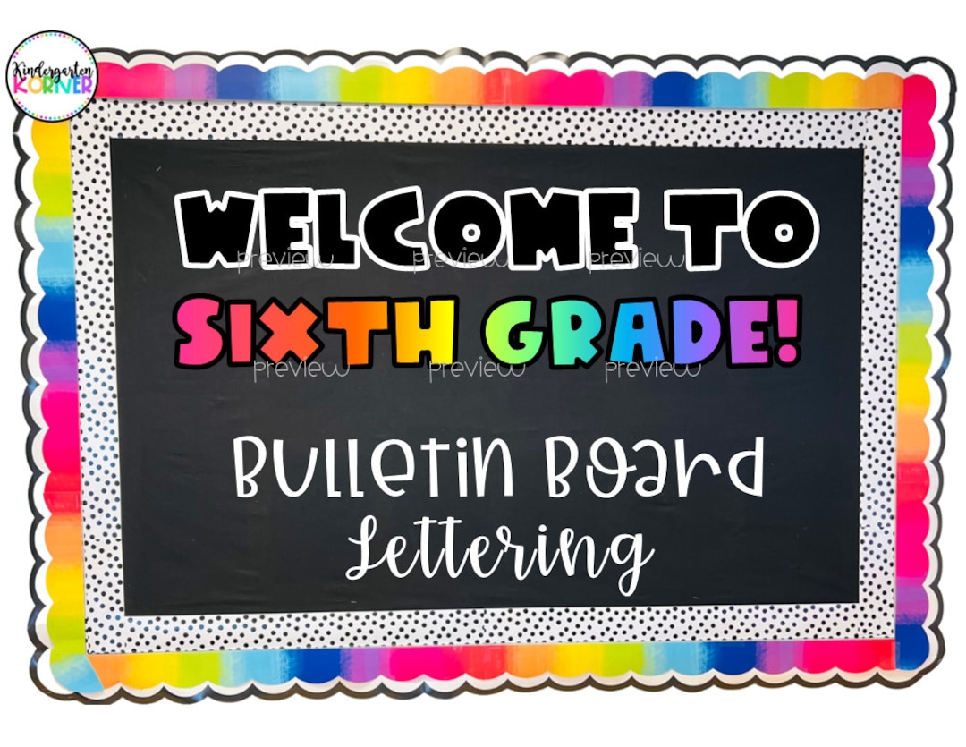 Bulletin Board Letters: Black with Rainbow Gradient Border – Art