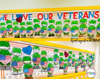 Veterans Day Bulletin Board | Writing, Craft, Bulletin Board Letters | Kindergarten, First Grade | Classroom Décor, Door Décor| Soldier