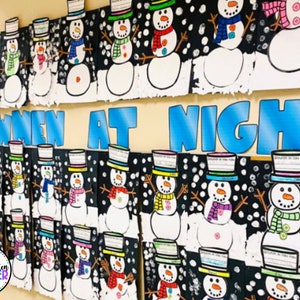 Snowmen at Night Winter Bulletin Board Kit | Snowman Writing and Craft | Bulletin Board Letters | Kindergarten, 1st Grade