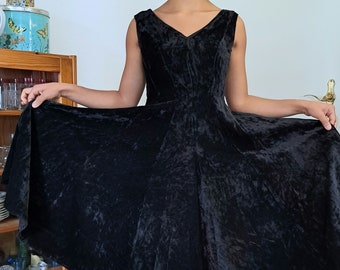 Original vintage 50s robe de bal robe de bal vert velours noir irisé Nicki Rockabilly XXS 32 jupon table de rein