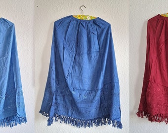 Original 80er Jahre Vintage Hippie Röcke Indien Deadstock BoHo Baumwolle bestickt Stickerei Fransen blau dunkelblau weinrot 70er 80er Jahre