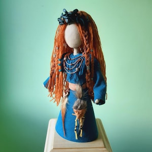 Witch shaman in a wreath of snakes, Shamanic Wreath, Ritual scalp, Volva, Motanka doll