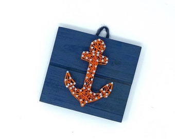 Anchor String Art - Small, Painted | nautical inspired wedding sign, colorful nautical home decor
