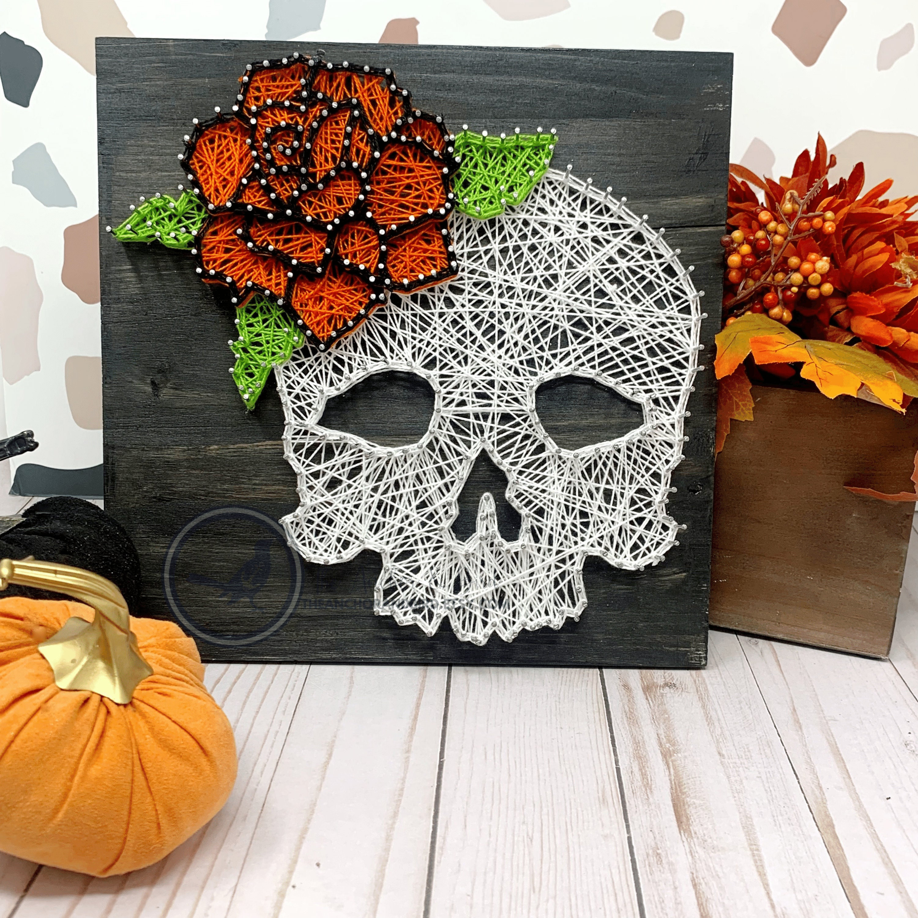 Skull String Design Floral Skull String Art Wall Decor | Skull Halloween Decor, Skull With ...