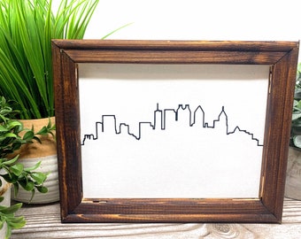 Atlanta Skyline Wall Art | reverse canvas style city skyline art, minimalist city wall decor, travel gift