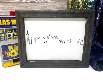 Las Vegas Skyline Wall Art | reverse canvas style city skyline art, minimalist city wall decor