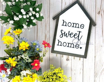 Home Sweet Home Key Rack | housewarming gift, painted key holder sign, wall mounted key hooks, farmhouse style wood sign