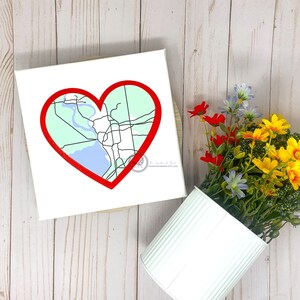 Art mural en toile avec coeur de buffle carte | art mural Buffalo New York, art de toile de buffle, décoration de voyage mignonne, cadeaux de Noël de buffle