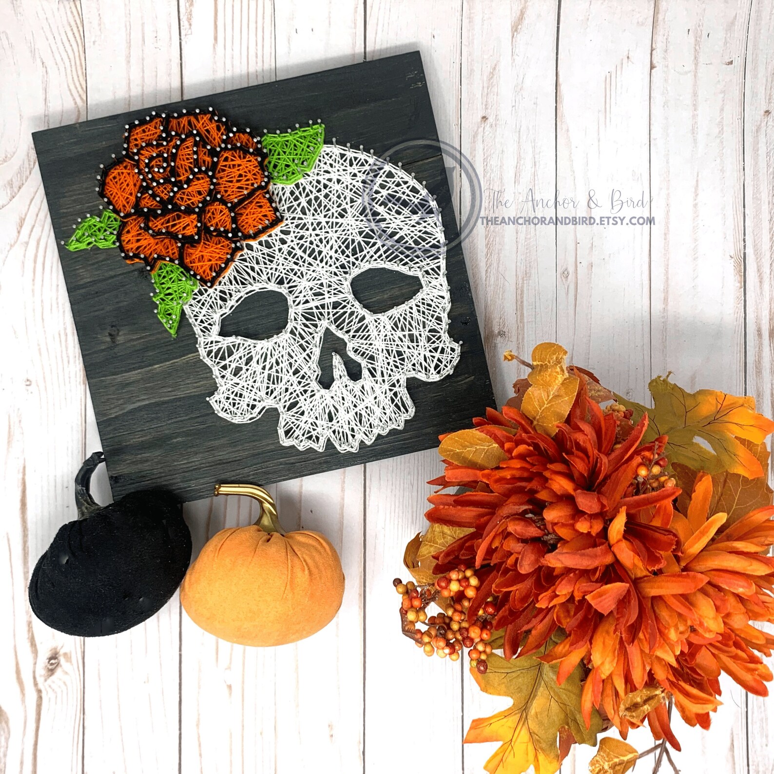 Skull String Design Floral Skull String Art Wall Decor | Skull Halloween Decor, Skull With ...