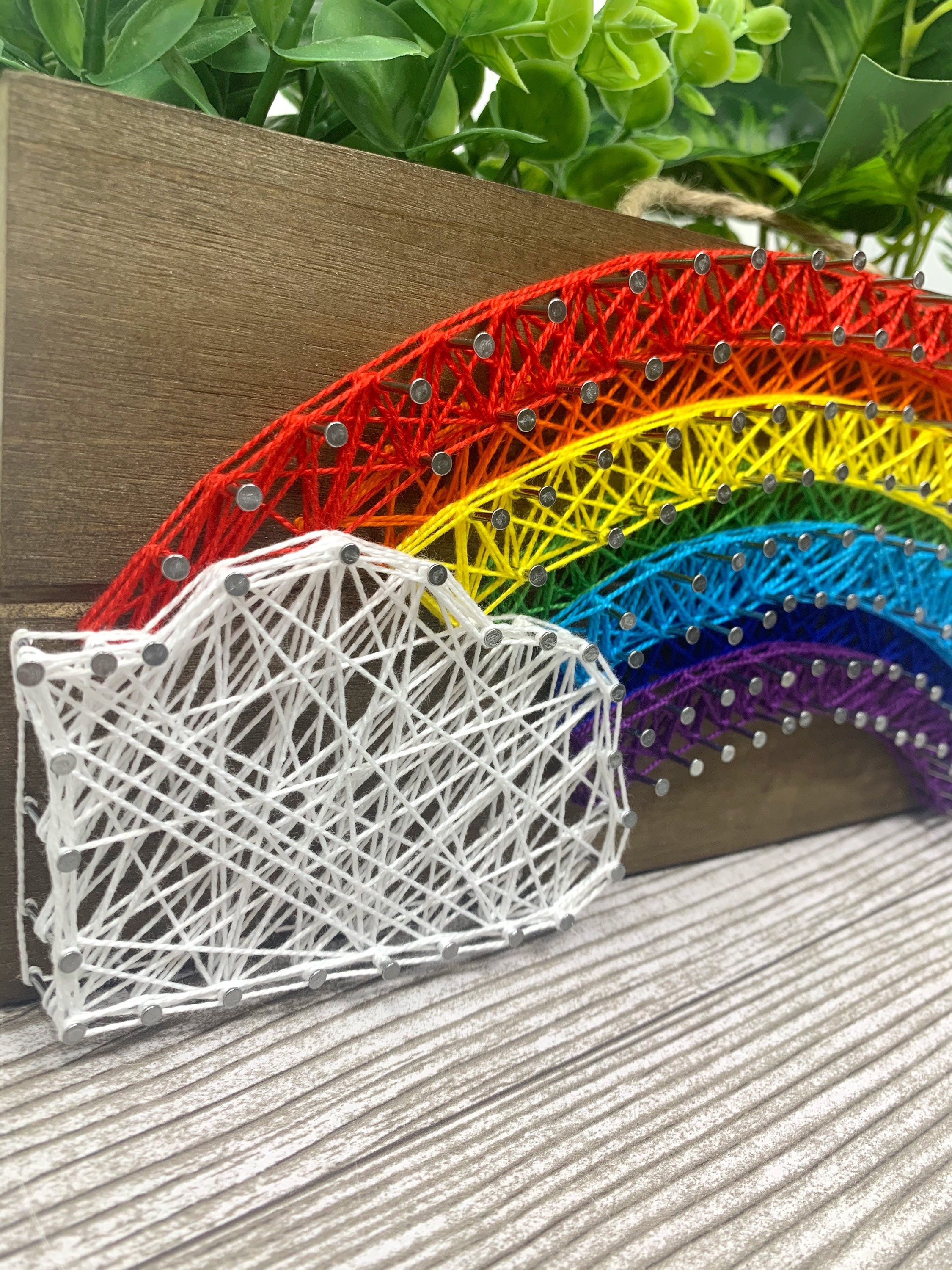 Rainbow String Art Sign | Colorful Rainbow With Cloud Wall Decor ...