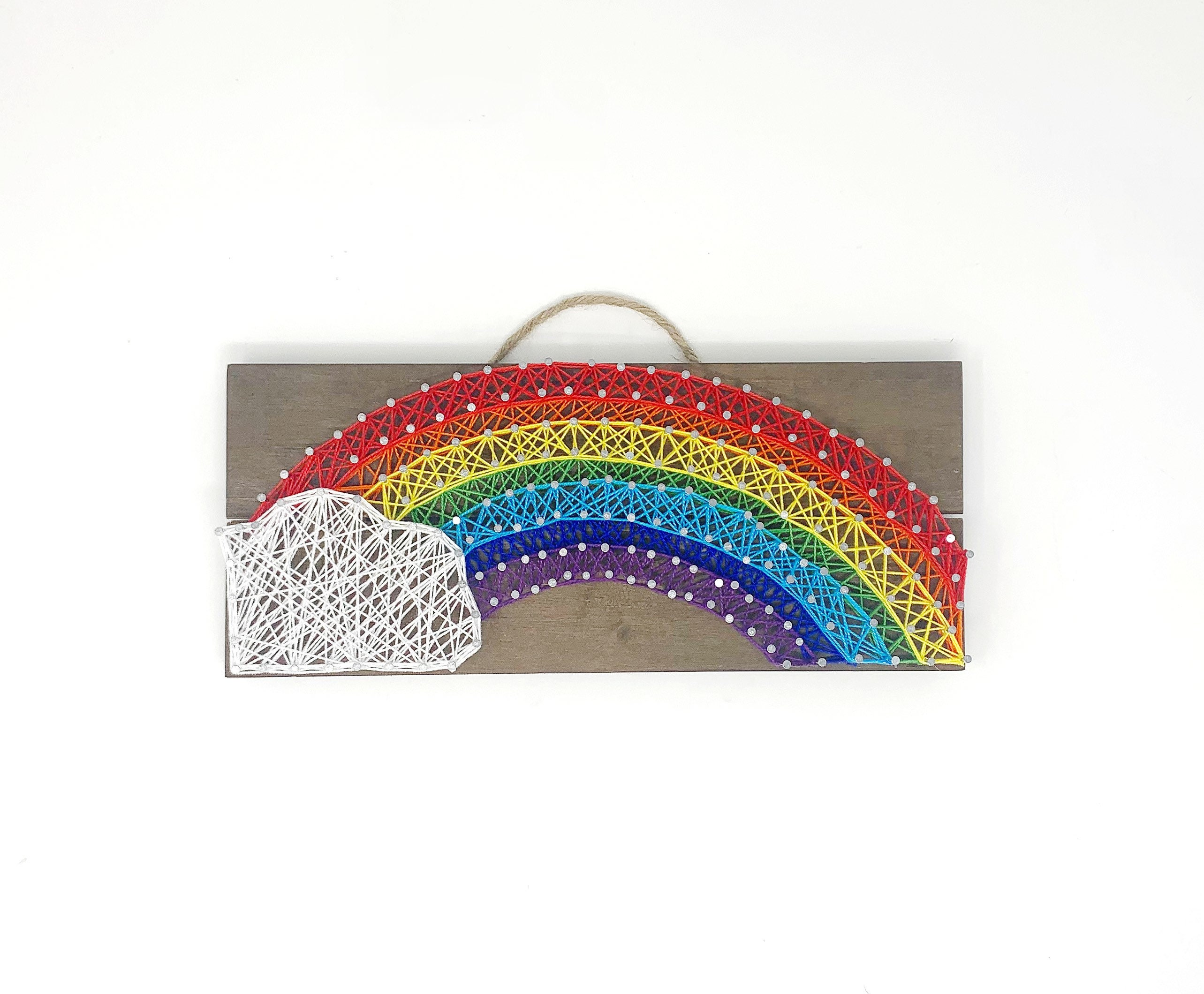 Rainbow String Art Sign | Colorful Rainbow With Cloud Wall Decor ...