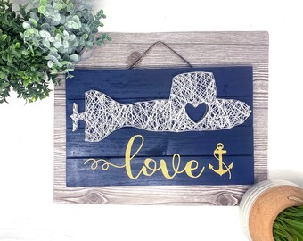 Submarine Love String Art | united states navy submarine wall decor, semi-custom submarine art